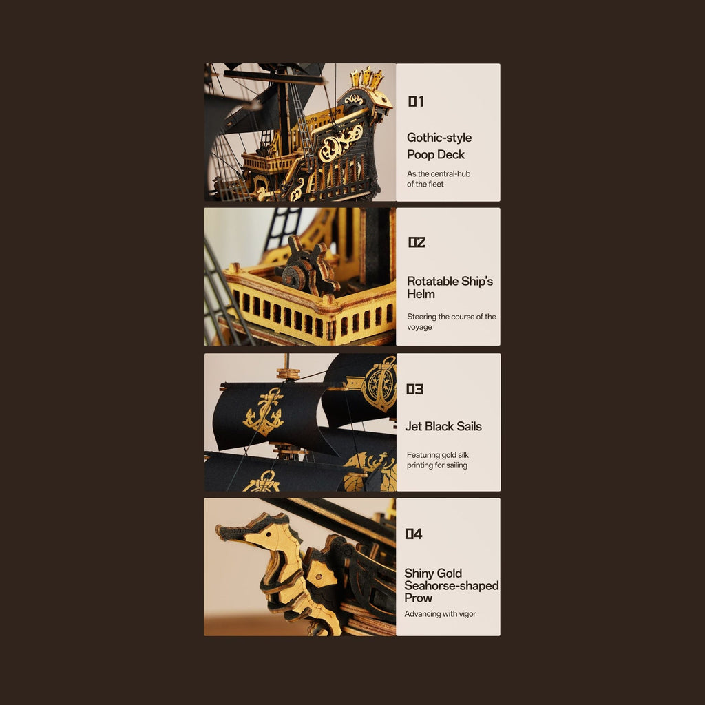 ROKR The Seahorse Barque MCB02 – 3D-Holzpuzzle Schiff