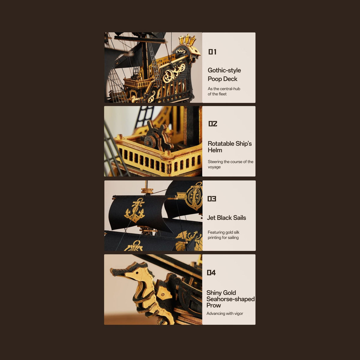 ROKR The Seahorse Barque MCB02 – 3D-Holzpuzzle Schiff