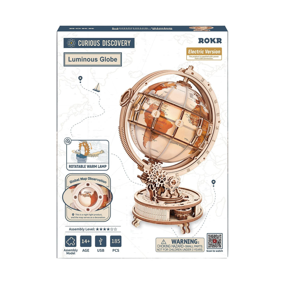 ROKR Luminous Globe ST003D – Holzglobus mit Licht & Motor